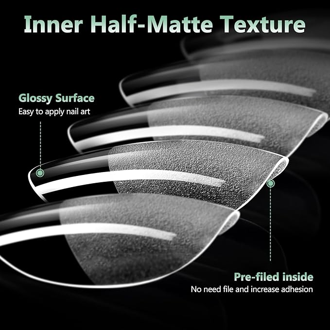 Extra Short Almond Nail Tips, 216pcs Acrylic Soft Fake Nails Gel Nail Tips, Full Cover Pre-Shaped Matte Clear Press on Nails for Extension, Diy at Home Manicure 12 Sizes