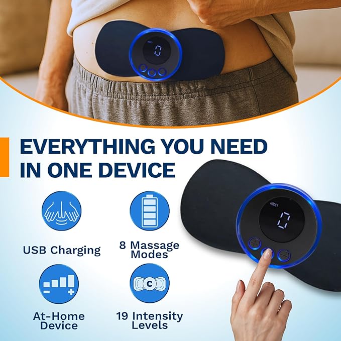 ESPF Massager for Pelvic Floor | Wireless Rechargeable EMS Mini Massager with 8 Modes, Compact Muscle Stimulator with Sticky Pads for Back, Waist, Abdomen & Pelvic Area Relaxation