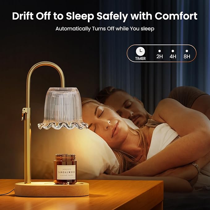 Candle Warmer Lamp with Timer Adjustable Height Candle Lamp Warmer 4 Level Dimmer Electric Wax Melt Warmer Vintage Home Decor for Scented Jar Candles House Warming & Birthday Gifts for Women