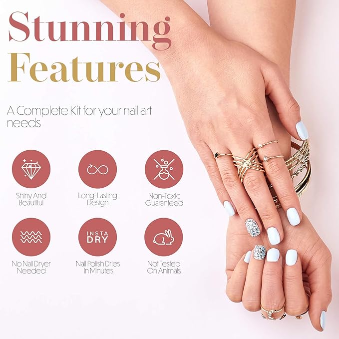 Nail Art Kit for Girls - Beginner's Set with Rhinestones, Crystals, Tweezer, Dotting Tool & Accessories