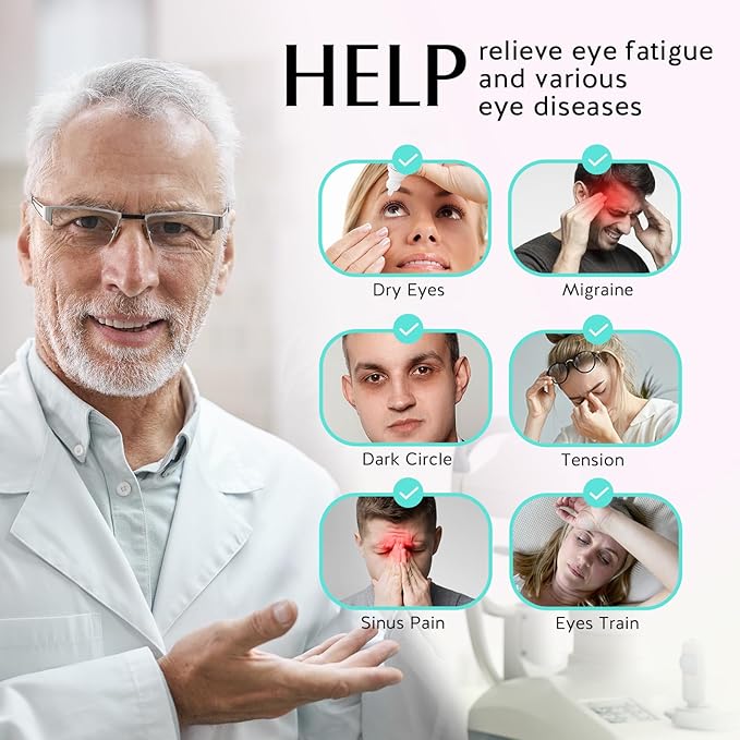 YFONG Cordless Heated Eye Mask for Dry Eyes, Warm Eye Compress for Stye, Blepharitis, Chalazion, MGD, Washable Heating Eye Mask for Sleeping, Travel, Office Nap, Perfect Light Blocking (Black)