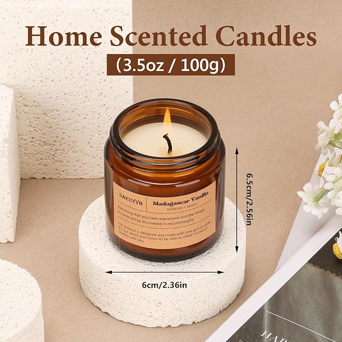 12 Pack Candles for Home Scented,Scented Candles Gift Set for Women &Men,Natural SoyCandles(Amber Jar),Aromatherapy Candle Set for Birthday Valentine Anniversary Mother's Day Christmas