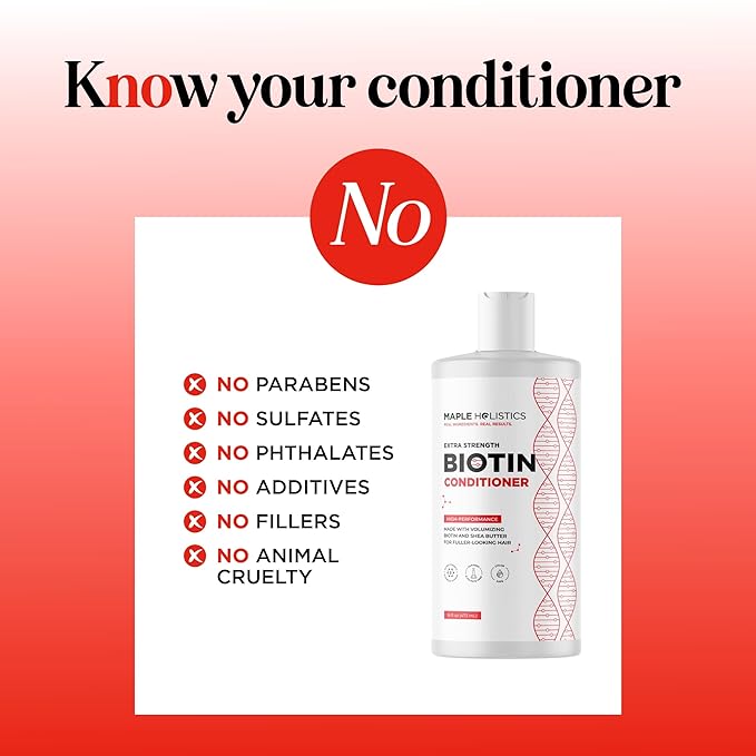Extra Strength Biotin Conditioner for Thinning Hair - Sulfate Free Conditioner with Moisturizing and Nourishing Shea Butter and Plant Proteins for Dry Damaged Fine Weak & Dull Hair (16 Fl Oz)