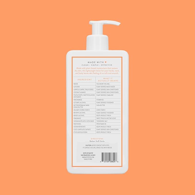 Native Body Lotion Contains Naturally Derived Plant-Based Moisturizers for Women and Men | Restores Dry Skin, Peach & Nectarine, 16.5 fl oz