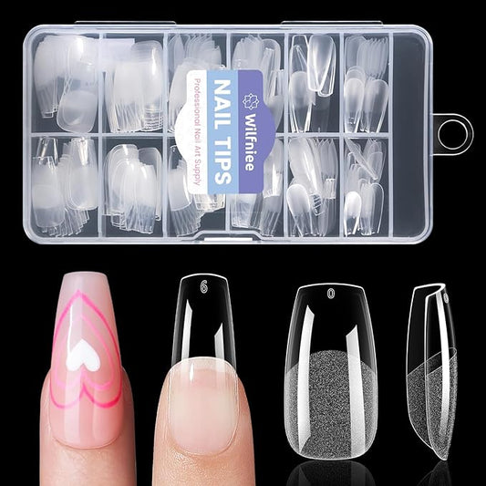 Nail Tips Medium Coffin: 240PCS Soft Gel Medium Coffin Press On Nails, 12Sizes Pre-shaped Acrylic Nail Extension Full Cover for Girls Women Home Salon