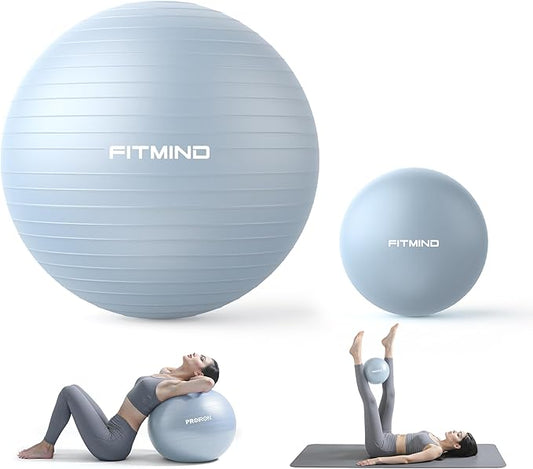 Exercise Balls Set 22-30 Inch & 9 Inch, Small Pilates Ball with Pump, Pregnancy Ball for Women, Yoga Balls for Exercise, Small Exercise Ball for Between Knees, Stability, Physio