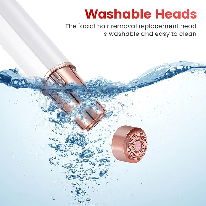 Facial Hair Remover for Women- 2-in-1 as Seen on TV Painless Face Shaver -Mini Hair Remover, Electric Razor Shaver Portable Bikini Epilator for Lips, Chin, Armpit, Peach Fuzz,Neck, Cheek