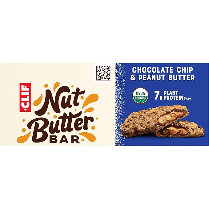 CLIF Nut Butter Bar - Chocolate Chip & Peanut Butter - Filled Energy Bars - Non-GMO - USDA Organic - Plant-Based - Low Glycemic - 1.76 oz. (5 Pack)
