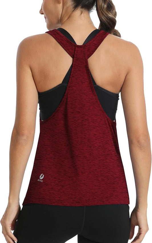 ICTIVE Workout Tops for Women Sleeveless Open Back Muscle Racerback Exercise Tank Shirts