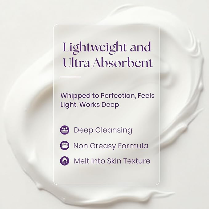 Purple Duck Facial Cleanser Kit – 4 Oz Whipped Coconut Butter Cleanser with Microfiber Towel - Hydrating & Nourishing Skin Care Set – Deep Cleansing & Hydrating Face Care Set for Women & Men