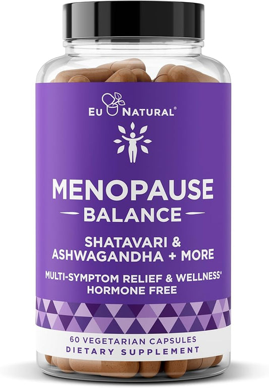 Menopause Balance – Menopause Supplements for Women with Shatavari, Ashwagandha, L-Theanine & Holy Basil – Holistic Multi-Symptom Support & Hot Flash Relief for Women – 60 Vegetarian Capsules