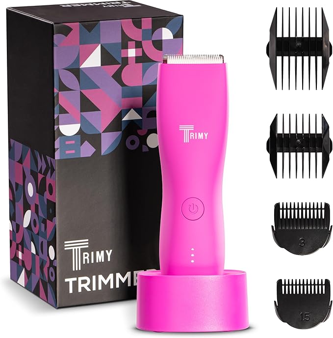 Body Hair Trimmer for Men and Women, Ball and Groin Trimmer, Bikini Trimmer, Pubic Hair, Manscaping, Waterproof, Wireless Grooming, Body Shaver, Manscape (Pink)