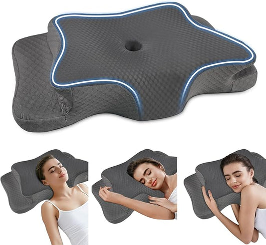 Pain Relief Cervical Pillow for Neck Support, Adjustable Ergonomic Pillow Cozy Sleeping, Odorless Orthopedic Memory Foam Pillows, Contour Bed Pillow for Side Back Stomach Sleeper