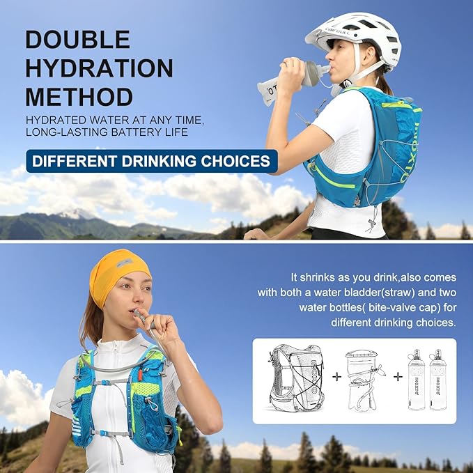 INOXTO Hydration Vest Backpack,Lightweight Water Running Vest Pack with 1.5L Water Bladder Bag Daypack for Hiking Trail Running Cycling Race Marathon for Women Men