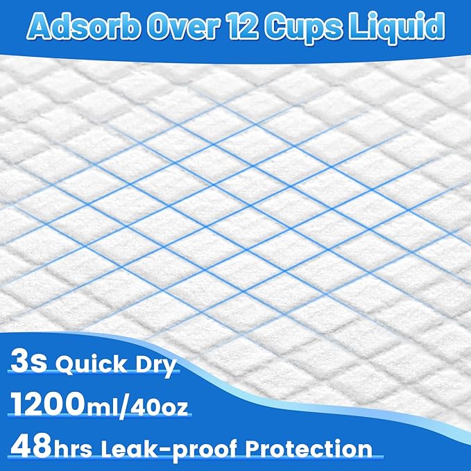 Gimars XXXL 31X47” 40 Counts Thicken 6 Layers Ultra Absorbent Dog Pee Pads Extra Large Leak-Proof Odor-Control Puppy Training Pads Quick Dry Pee Pads for Dogs Cats Pets