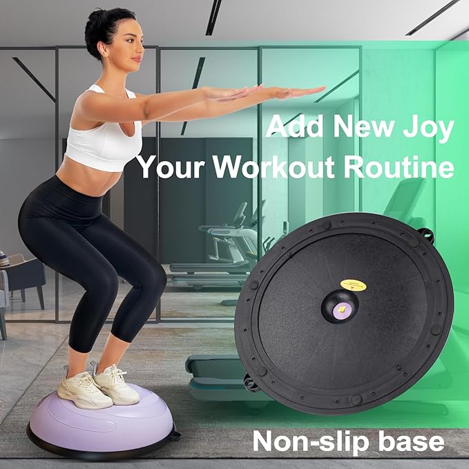 Half Balance Ball, 23 Inch Balance Ball Trainer with Foot Pump for Improving Balance Core Strength and Fitness, Balance Balls Perfect for Home Gym Workout Use