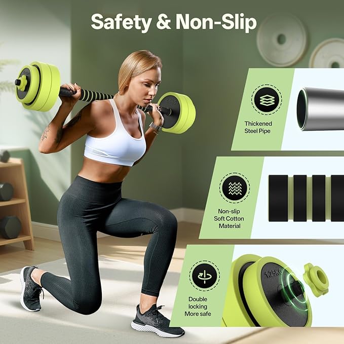 PASYOU Adjustable Dumbbells Sets, 4 in 1 Free Weight Set with Connector, Workout Weights Dumbbells Set Used as Barbell Kettlebell Push up Stand Ab Roller for Workout Gym Home Fitness