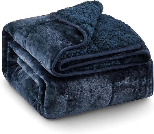 Super Fuzzy Soft Sherpa Fleece Weighted Blanket, 15 lbs Dual Sided Fluffy Heavy Weighted Blankets for Adults - No Bunching with Double Layers of Soft Inner Lining (48"x 72", 15 Pounds)