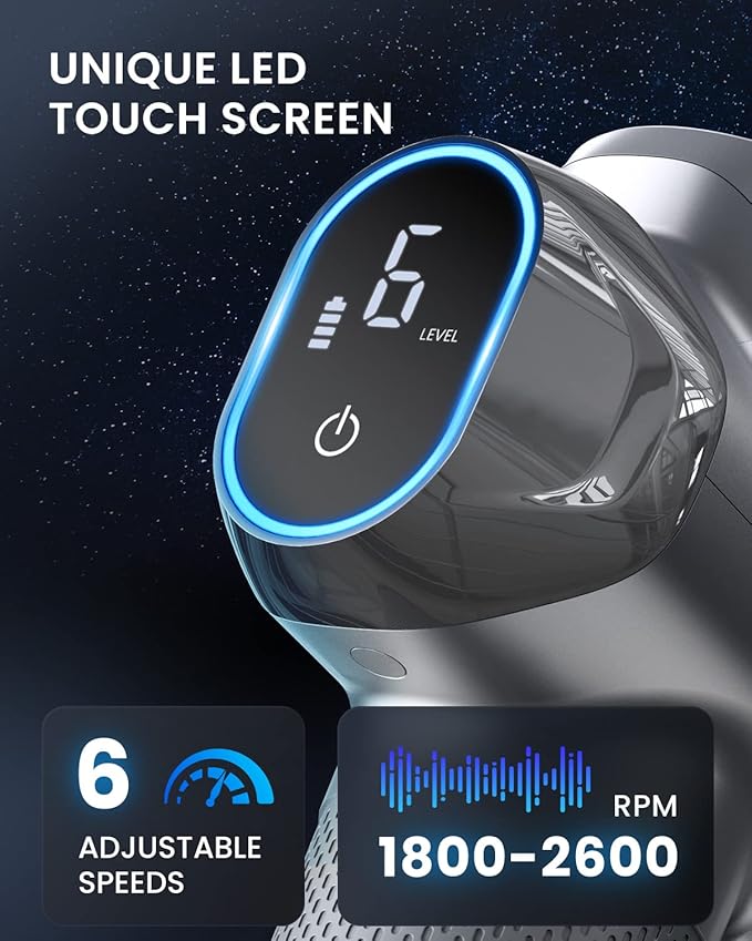 RENPHO Massage Gun Deep Tissue with 12mm Amplitude, Percussion Muscle Massage Gun, Portable Electric Handheld Massager Gun, LED Touch Display Carry Case Power