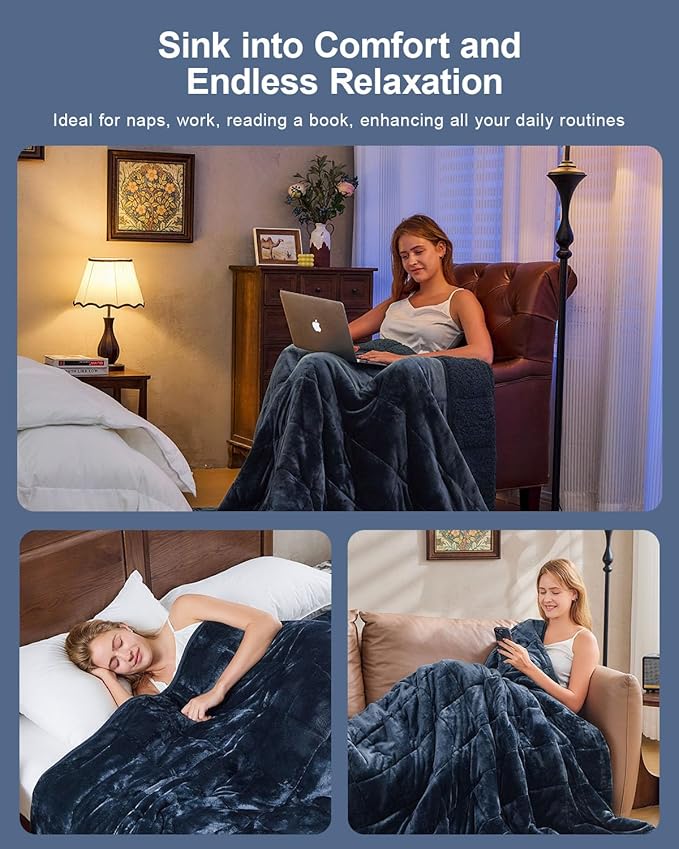Super Fuzzy Soft Sherpa Fleece Weighted Blanket, 20 lbs Dual Sided Fluffy Heavy Weighted Blankets for Adults - No Bunching with Double Layers of Soft Inner Lining (60"x 80", 20 Pounds)