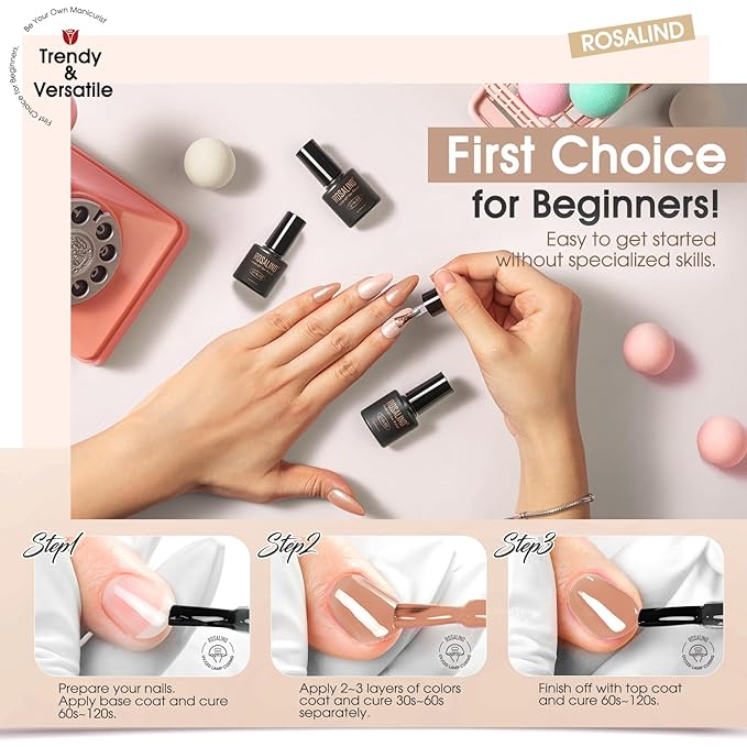 ROSALIND Nude Brown Gel Nail Polish Set, 12 Colors White Nude Brown Gel Polish Soak Off Classic Gel Polish Set for Nail Art Gift