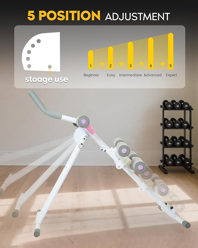 Ab Machine Abdominal Stomach Workout: Adjustable Ab Trainer Machine Ab Cruncher Core Strength Training Equipment for Home Gym Foldable for Women and Men