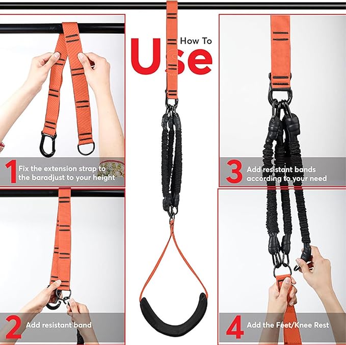 Pull Up Assistance Bands 260lbs – Heavy Resistance Bands for Pull Ups with Feet Rest, Height Adjustable Pull Up Bar Bands, Strength Training Workout Equipment