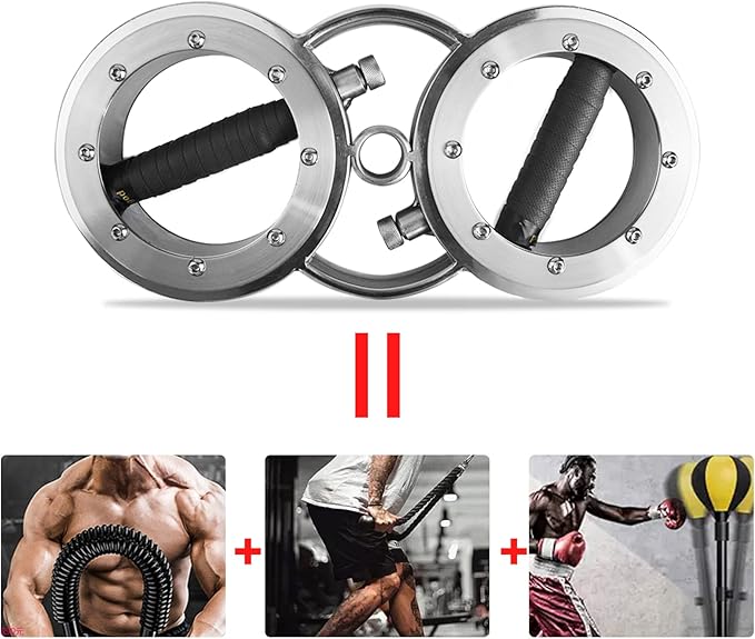 FIITY 18 Pounds Resistance Adjustable Rotator Machine for Upper Body Strength Training, 360 Degree Rotating Grips, Multifunctional Spinning Burn Machine for Forearm Trainer, Boxing, Workouts (Black & Sliver)