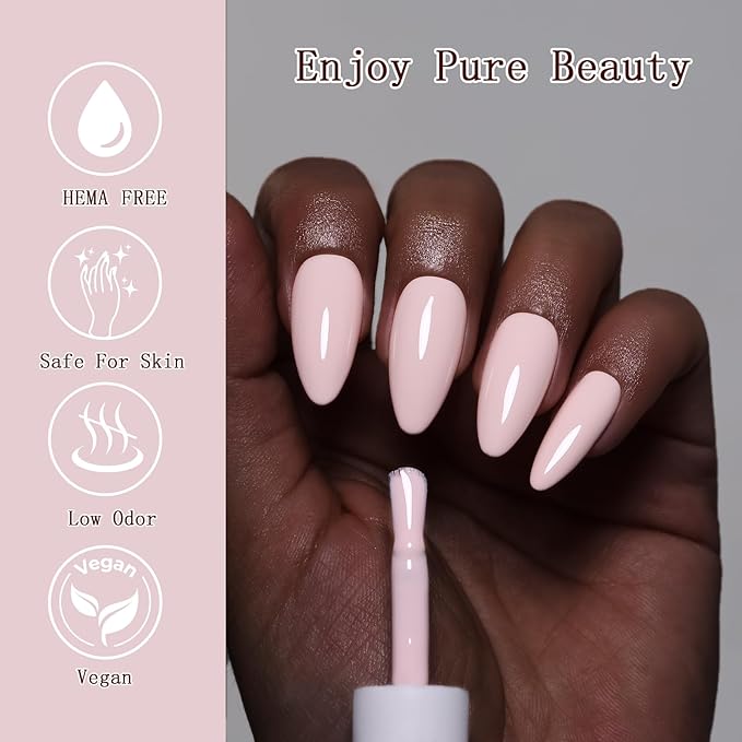 10ml Hema Free Gel Nail Polish Set, 6 Colors Gel Polish Kit Pink White Skin Tones Neutral Brown Manicure for Nail Art DIY and Salon Gift for Women Girl