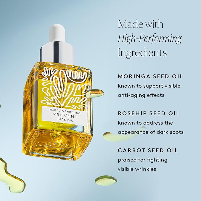Naked & Thriving Prevent Anti-Aging Facial Oil - Vegan, Naturally-Derived Skin Care & Face Oil (1.18 oz/35 mL)