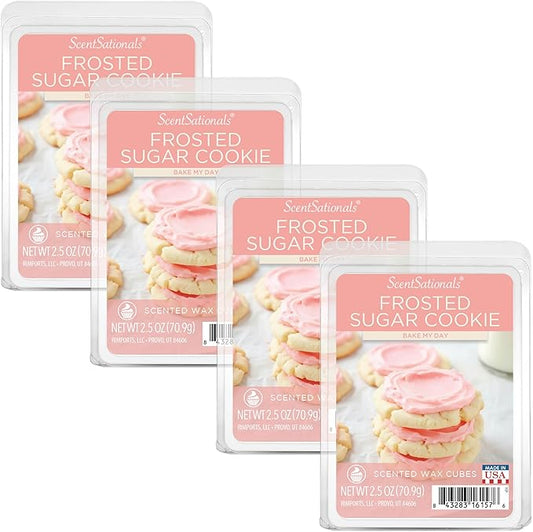 Scentsationals Wax Melts, Wax Cubes Strong Scent - Bakery Collection 2 Frosted Sugar Cookie - Long Lasting Scented Wax Melts for Warmer, 10oz (24-Cubes)