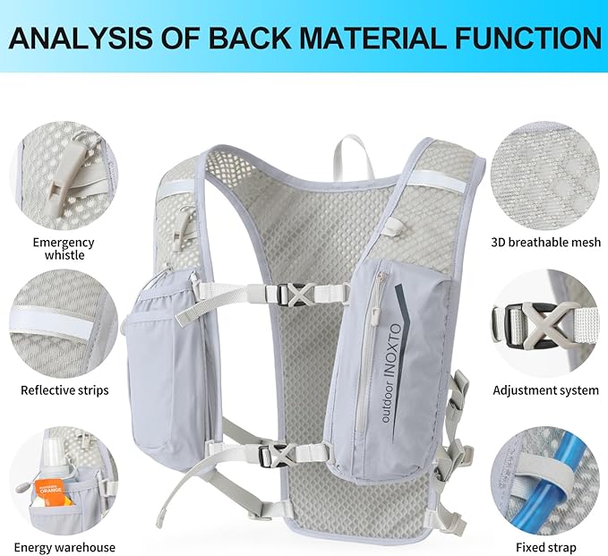 INOXTO Running Hydration Vest Backpack,Lightweight Pack with 1.6L Water Bladder Hydration Backpack Daypack for Hiking Trail Running Cycling Race Marathon for Women Men