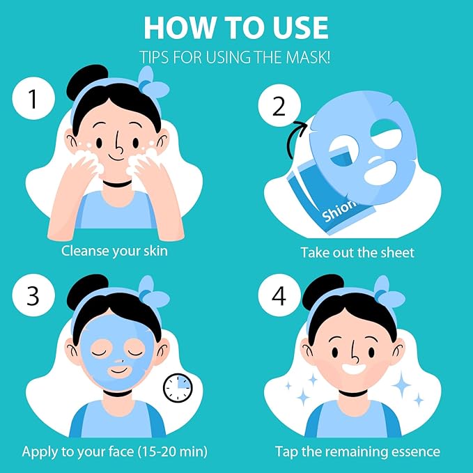 SHIONLE 10 Combo Pack A Vital Facial Sheet Mask, 5 Types Essence Korean Skincare Self Care Home Spa Treatment Face Mask, Hydrating Nourishing Soothing for All Skin Type