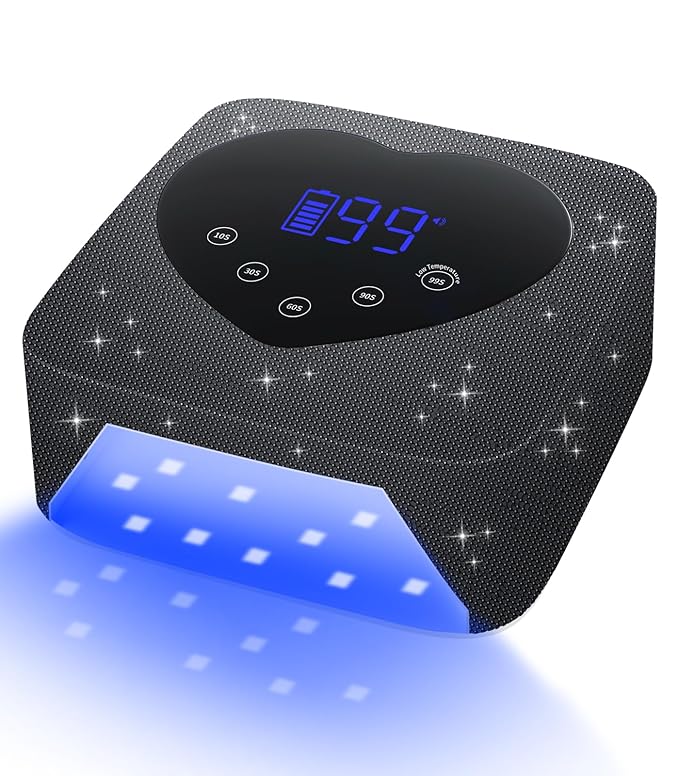 UV Light for Nails, Cordless UV Nail Lamp 72W, Rechargeable Black Diamond LED Dryer with 5 Timer Setting, Touch Control & Auto Sensor, Fast Light Curing Lamp for Salon & Home