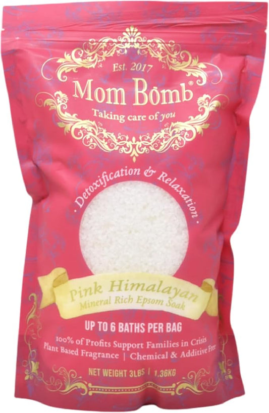 Mom Bomb Pink Himalayan Epsom Salt Bath Soak - Melon Scent – Natural Magnesium Salt with Essential Oils – Relaxing Aromatherapy for Stress Relief, Muscle & Foot Soak – Made in USA, 48 Ounce