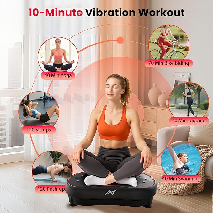 AXV Vibration Plate Fitness Platform Exercise Machine Vibrating Lymphatic Drainage Shaking Full Body Shaker Workout Vibrate Stand Shake Board Sport Gym for Weight Loss Fat Burner for Women Men