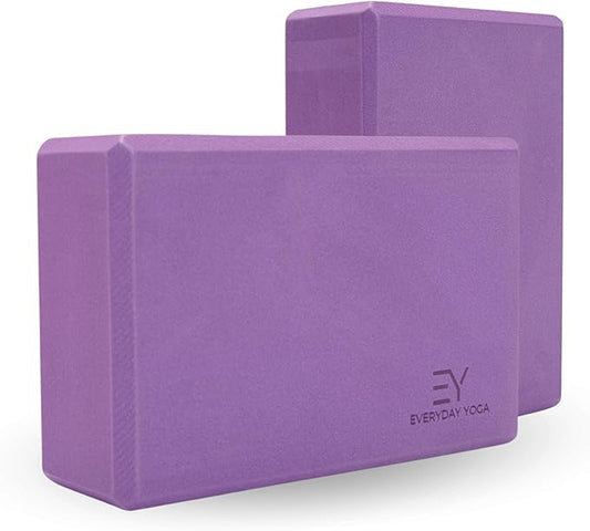 Everyday Yoga Foam Block and Yoga Strap Set, Soft Non-Slip Surface for Stability, Balance, and Deepen Stretches - Ideal for Yoga, Pilates, and Meditation Accessories