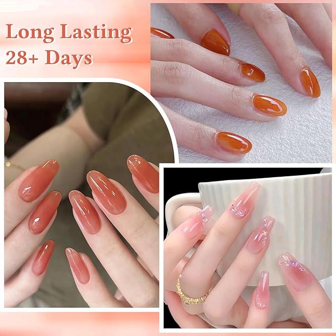 MTSSII Jelly Gel Nail Polish Set 18 Colors, Pink Red Purple Glitter Translucent Sheer Soak Off UV Gel for Nail Art DIY Manicure and Pedicure at Home