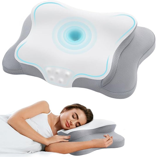 Cervical Pillow for Neck Pain Relief, Cooling Contour Memory Foam Pillows Support Odorless Ergonomic Neck Pillow Adjustable Orthopedic Bed Pillow for Side Back Stomach Sleeper with Pillowcase