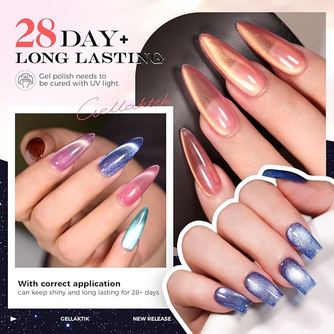 5-in-1 Cat Eye Gel Polish Kit, 6PCS-7.5ml No Base/Top Coat Needed, All-in-One Formula, Beginner-Friendly Magnetic Nail Art Set with Magnet Sticks, Fast Curing for Home DIY Manicure