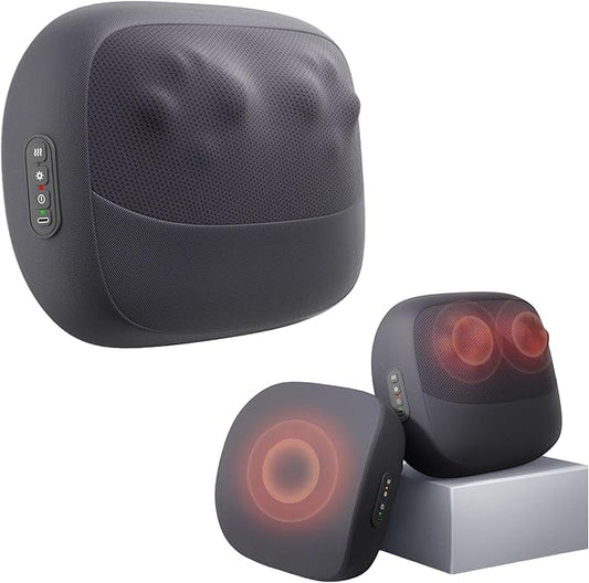 Shiatsu Back Massager with Heat Cordless Heated Neck and Shoulder Massager Double Sided Heating Pillow for Waist and Abdomen 3D Kneading Massage Pillow for Neck Lower Legs