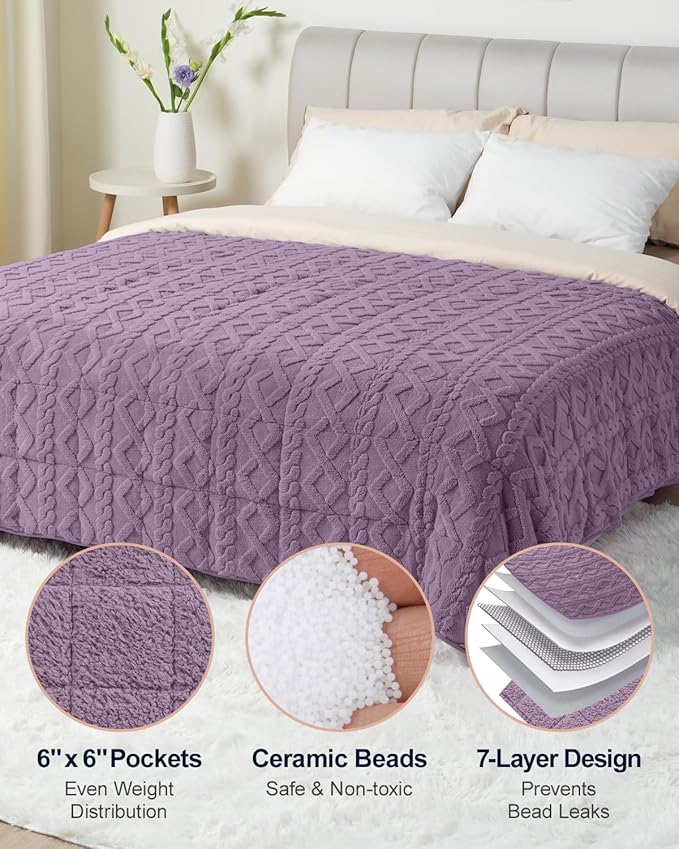 Super Fuzzy Soft Sherpa Fleece Weighted Blanket, 15 lbs Dual Sided Fluffy Heavy Weighted Blankets for Adults - No Bunching with Double Layers of Soft Inner Lining (60"x 80", 15 Pounds)