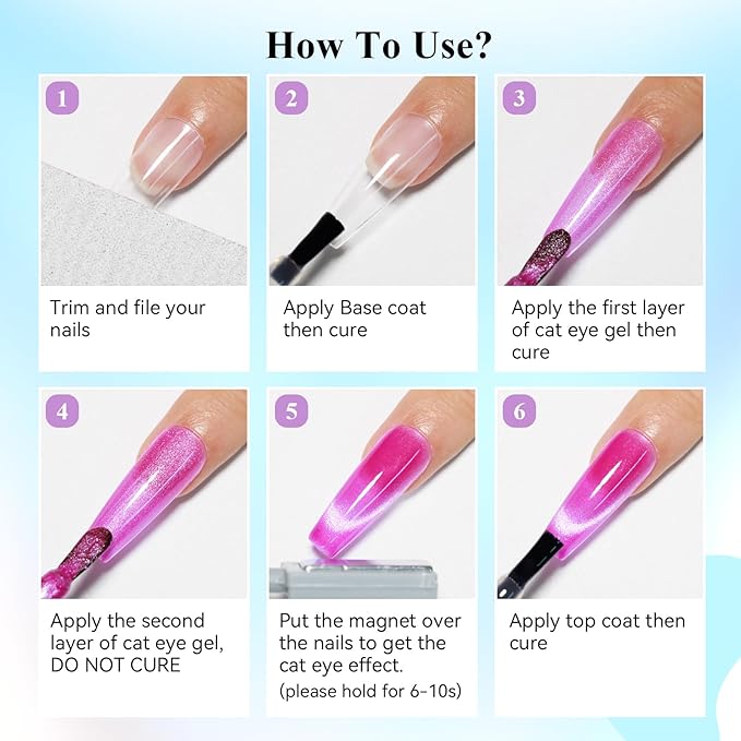 Neon Cat Eye Gel Nail Polish Set 10 Colors: Magnetic Cateye Gel Polish 9D Effect, Sparkle Glitter Bright Red Hot Pink Blue Nail Polish Long Lasting Soak Off Home Salon