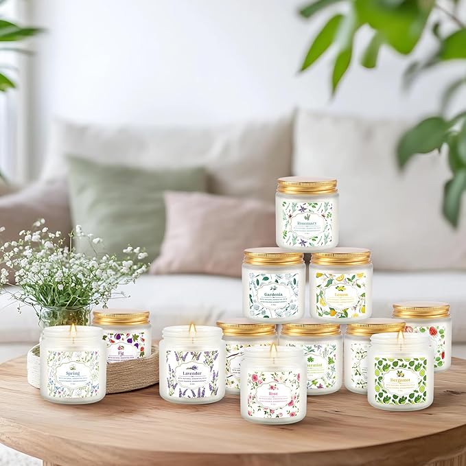 24-Pack White Frosted Scented Candles Set - 3.5oz Assorted Floral & Fruit Fragrances,Odor Eliminating,for Home Decor, Gifting & Relaxation.