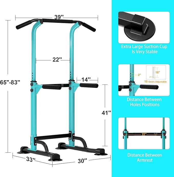 DlandHome Power Tower Pull Up Dip Station Multi-Function Fitness Equipment for Strength Training Adjustable Height Dip Stand for Home Gym