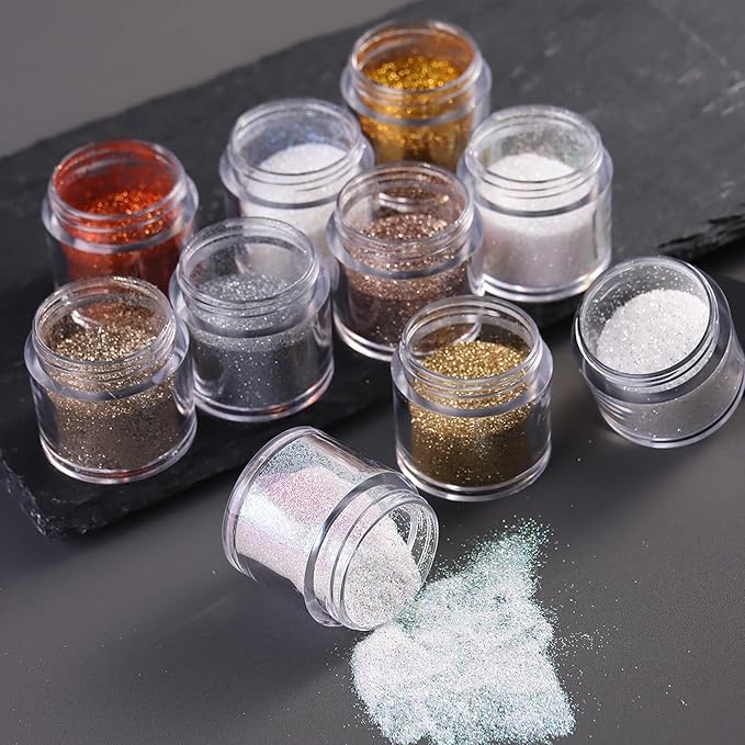 10 Jars Shimmer Shining Nail Glitter for Autumn Winter Ultra-Fine Sugar Coating Effect Sand Powder Dazzling Diamond Dust Manicure Decoration for DIY Home Salon