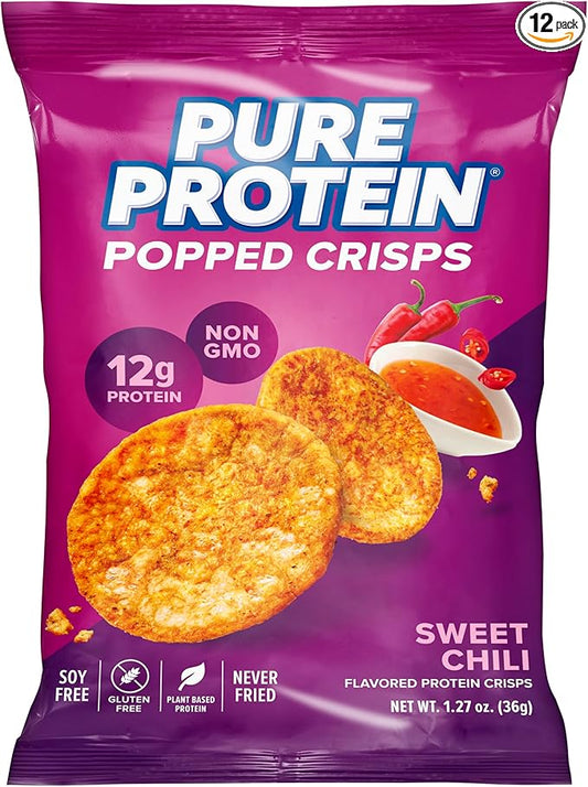 Pure Protein Popped Crisps, Sweet Chili, High Protein Snack, 12G Protein, 1.27oz., 12 Count