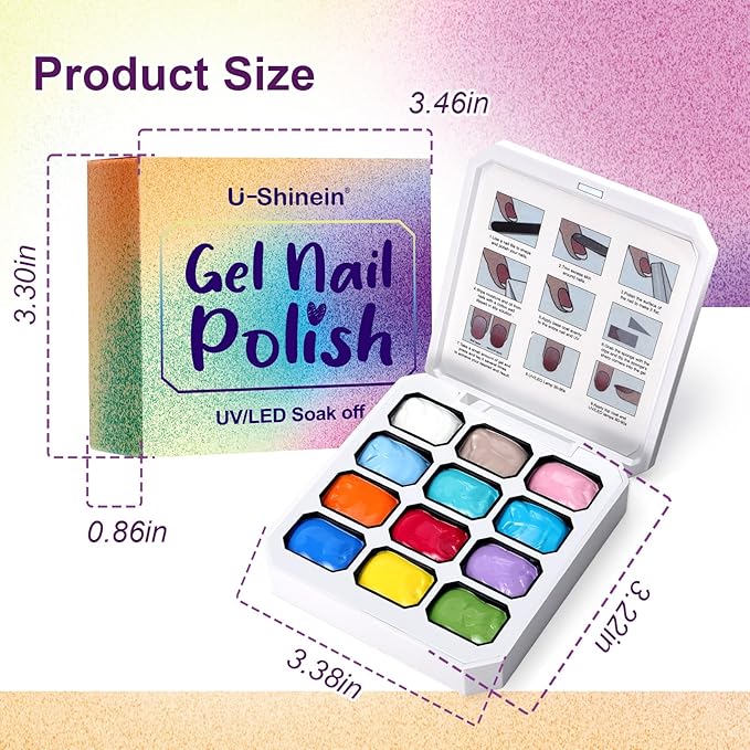 Gradient Painting Gel, 12 Bright Colors Ombre Gel Nail Polish for Pigment Pat Aura Nails, French Manicure DIY Nail Art Long-lasting No-wipe Candy Palette Jam Jar Colors