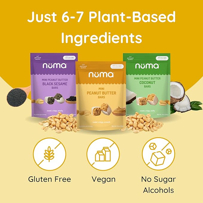 Assorted Mini Peanut Butter Bars, two (2) lb bulk, vegan high protein low sugar, 3 flavor variety, all natural, gluten free, plant based, individually wrapped