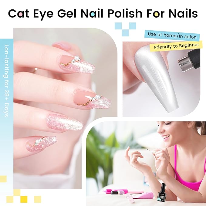 AIJIMEI Cat Eye Gel Polish Set - 8 Colors 10ML magnetic Gel Nail Polish Nail Art, Soak Off LED/UV Lamp Cured, Professional Salon Quality, Long Lasting Gel Nail Polish Kit